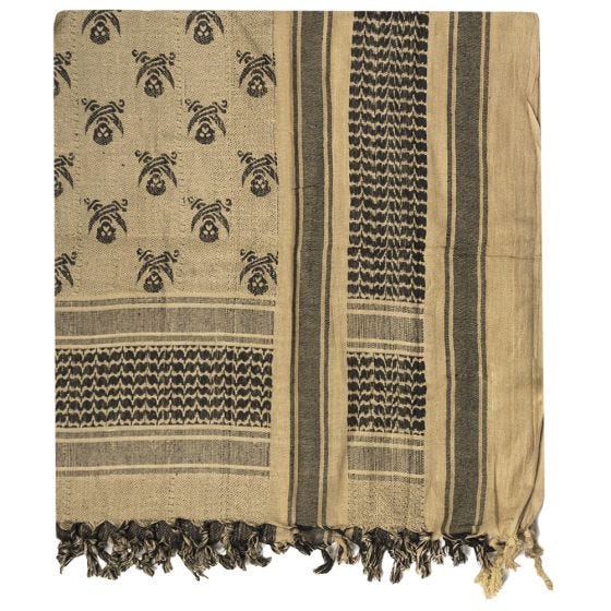 Mil-Tec Écharpe Shemagh à motifs crânes Coyote/noire