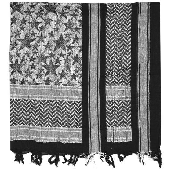 Mil-Tec Écharpe Shemagh à motifs étoiles noire/blanche