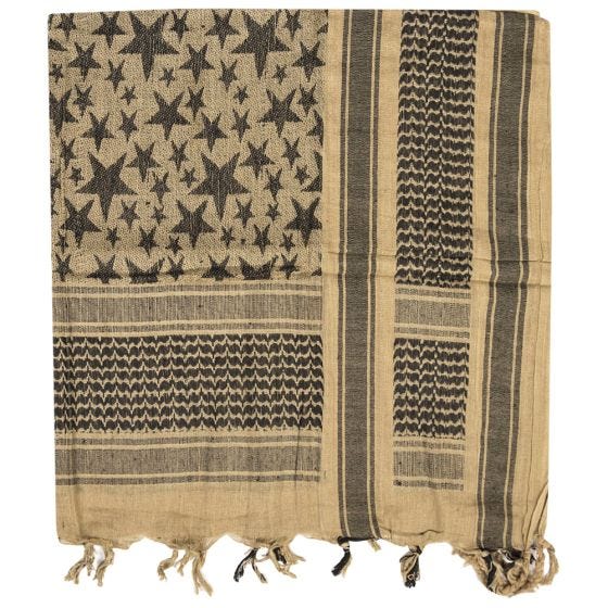 Mil-Tec Écharpe Shemagh à motifs étoiles Coyote/noire