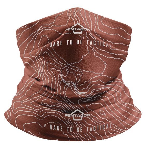 Pentagon Tour de cou Skiron Topographic Map - Maroon Red
