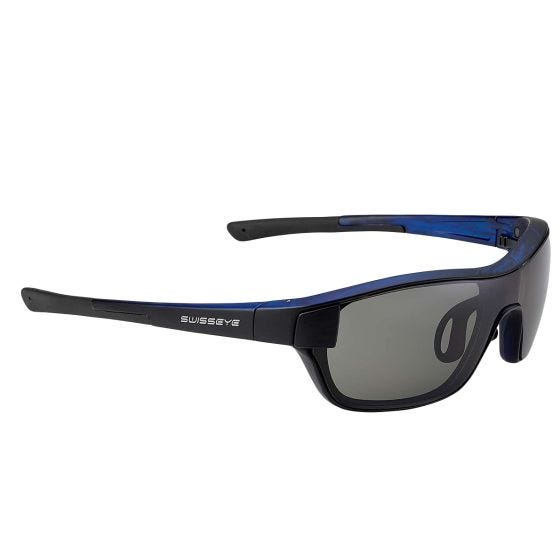 Swiss Eye Lunettes de soleil M-Cover S - Fumée + Orange + Verres Transparents / Monture Bleu Bruni