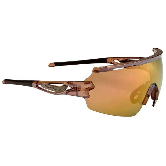 Swiss Eye Lunettes de soleil Signal RX - Verres Revo marron doré / Monture marron/noir en cristal laser brillant
