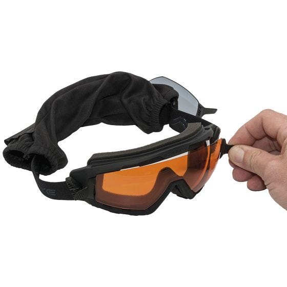 Swiss Eye Lunettes de soleil Goggle avec verres fumés + orange + transparents et monture en caoutchouc noire