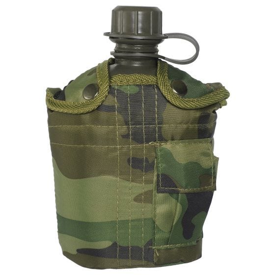 Mil-Tec Gourde 1 Litre avec housse Woodland