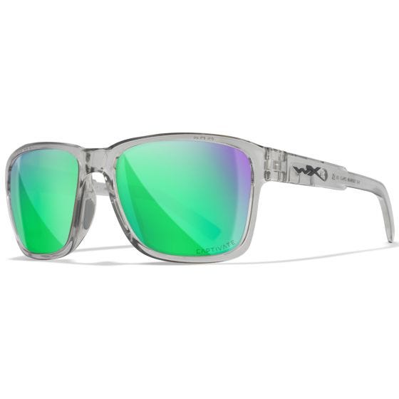 Wiley X Lunettes WX Trek - Captivate Polarized Green Mirror Lenses / Gloss Crystal Light Grey Frame
