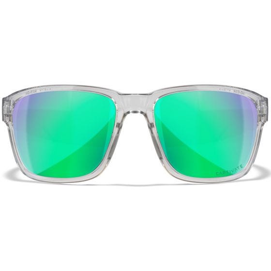 Wiley X Lunettes WX Trek - Captivate Polarized Green Mirror Lenses / Gloss Crystal Light Grey Frame