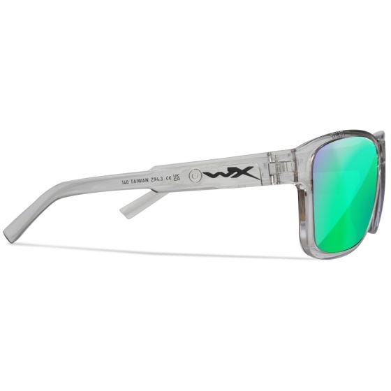 Wiley X Lunettes WX Trek - Captivate Polarized Green Mirror Lenses / Gloss Crystal Light Grey Frame