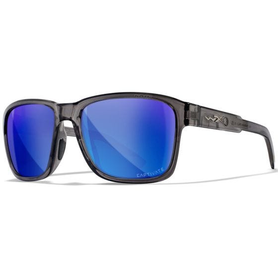 Wiley X Lunettes WX Trek - Captivate Polarized Blue Mirror Lenses / Gloss Crystal Dark Grey Frame