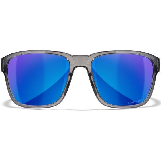 Wiley X Lunettes WX Trek - Captivate Polarized Blue Mirror Lenses / Gloss Crystal Dark Grey Frame
