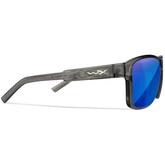 Wiley X Lunettes WX Trek - Captivate Polarized Blue Mirror Lenses / Gloss Crystal Dark Grey Frame