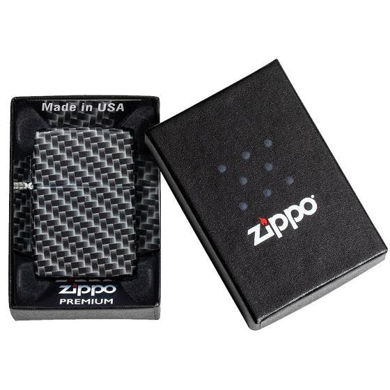 Zippo Briquet Carbon Fibre Design - White Matte