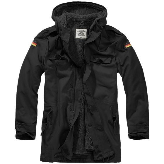 Brandit Parka avec drapeau sur les manches BW - Noir