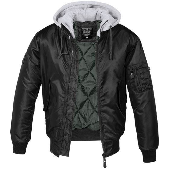 Brandit Veste à capuche style pull MA1 noire/grise