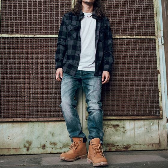 Brandit T-shirt Check noir/gris