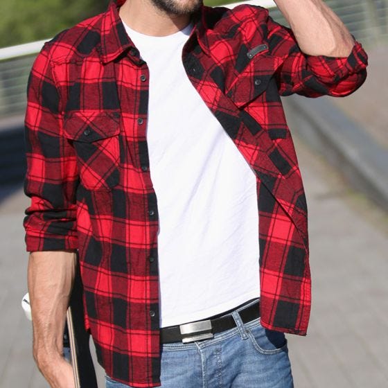 Brandit T-shirt Check rouge/noir