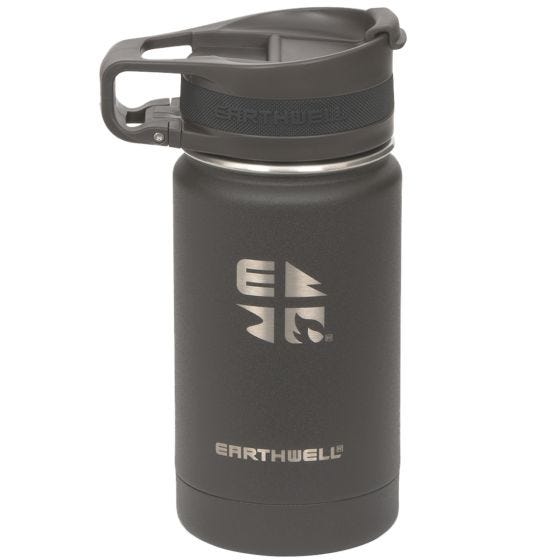 Earthwell Bouteille isotherme Roaster avec isolation sous vide et bouchon pour boire 355 ml Volcanic Black