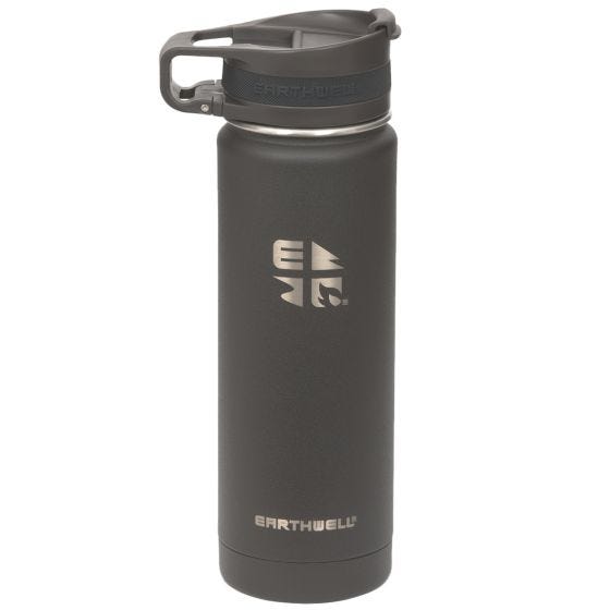 Earthwell Bouteille isotherme Roaster avec isolation sous vide et bouchon pour boire 592 ml Volcanic Black