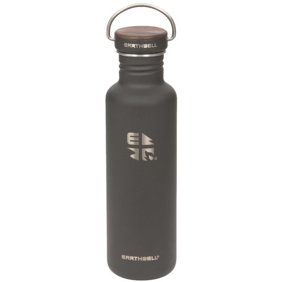 Earthwell Bouteille à paroi simple Woodie 800 ml Walnut/Volcanic Black