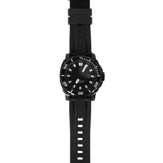 First Tactical Montre de plongée Fathom en acier inoxydable noire