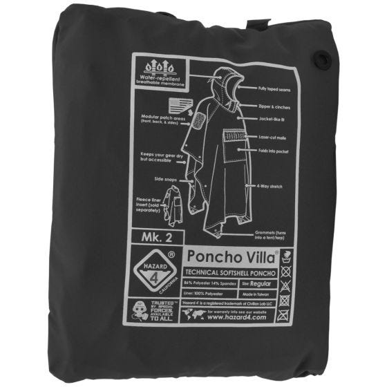 Hazard 4 Poncho technique Softshell Villa noir