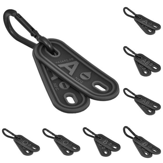 Hazard 4 Lot de 2 porte-clés groupe sanguin noir/gris