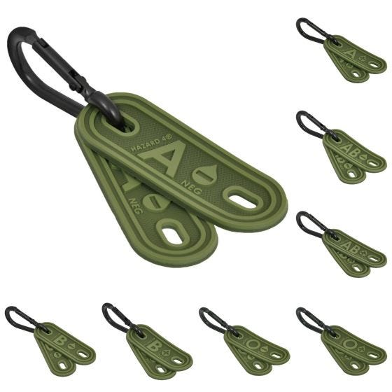 Hazard 4 Lot de 2 porte-clés groupe sanguin OD Green