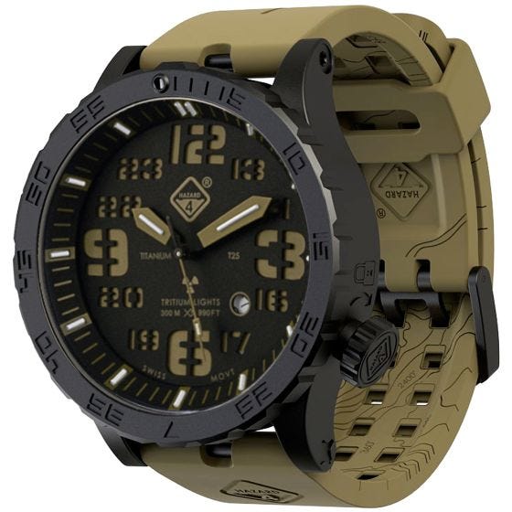 Hazard 4 Montre de plongée Heavy Water Diver Cavern en titanium/tritium vert/jaune