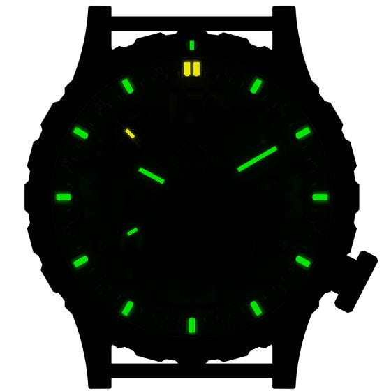 Hazard 4 Montre de plongée Heavy Water Diver Blackout en titanium/tritium vert/jaune