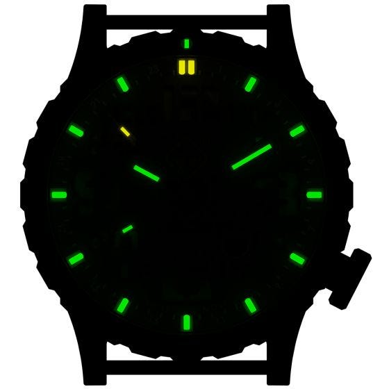 Hazard 4 Montre de plongée Heavy Water Diver Blacktie avec aiguille GMT blanche en titanium/tritium vert/jaune