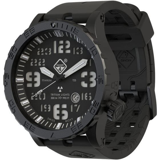 Hazard 4 Montre de plongée Heavy Water Diver Nightwatch en titanium/tritium vert/jaune