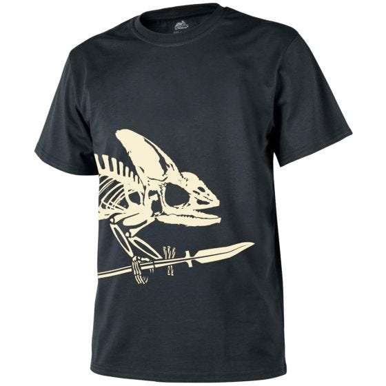 Helikon T-shirt à motif squelette caméléon devant et derrière noir