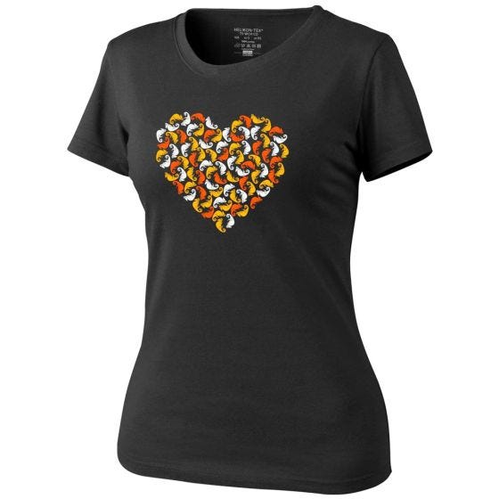 Helikon T-shirt pour femme à motif coeur en caméléons noir