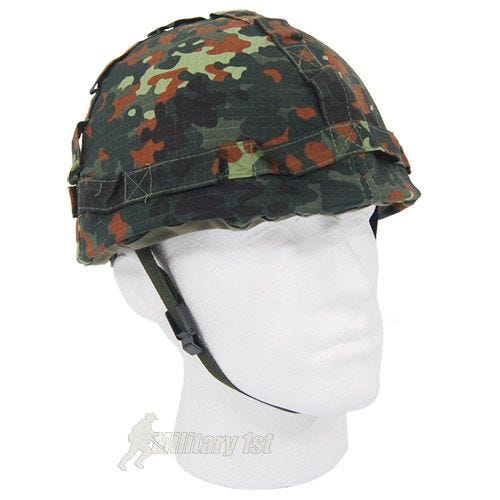 MFH Casque en plastique avec revêtement en tissu Flecktarn Camo