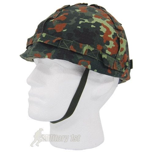 MFH Casque en plastique avec revêtement en tissu Flecktarn Camo