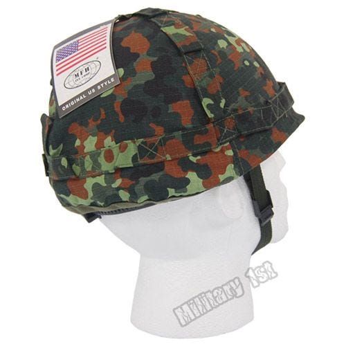 MFH Casque en plastique avec revêtement en tissu Flecktarn Camo