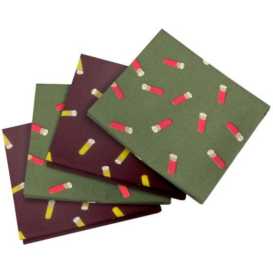 Jack Pyke Lot de 4 mouchoirs de poche à motifs cartouches Wine/vert