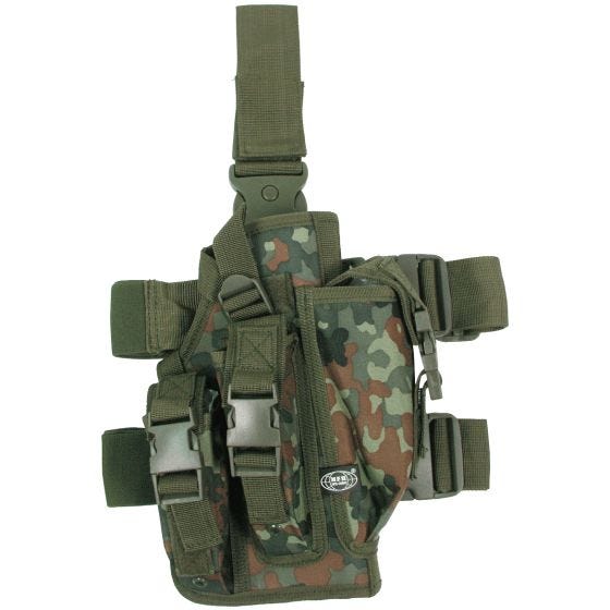 MFH Holster de cuisse avec 3 porte-chargeurs Flecktarn