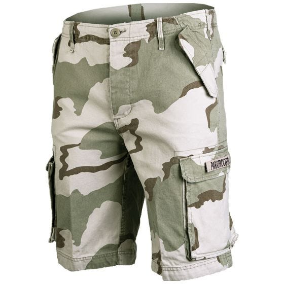 Mil-Tec Short cargo de parachutiste prélavé Desert tricolore