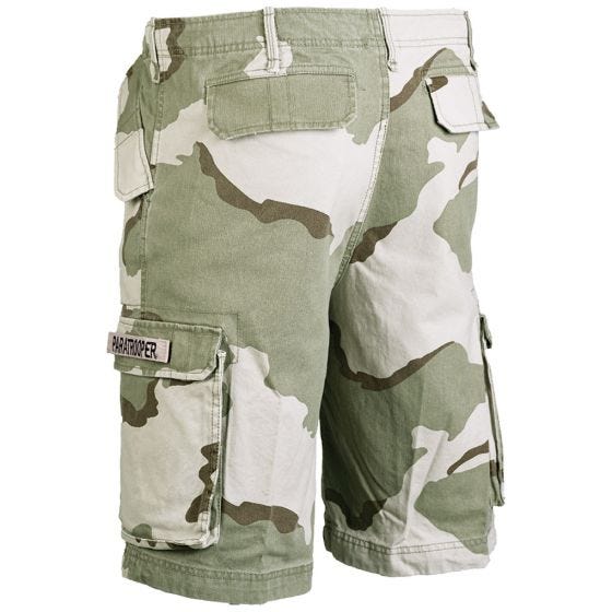 Mil-Tec Short cargo de parachutiste prélavé Desert tricolore
