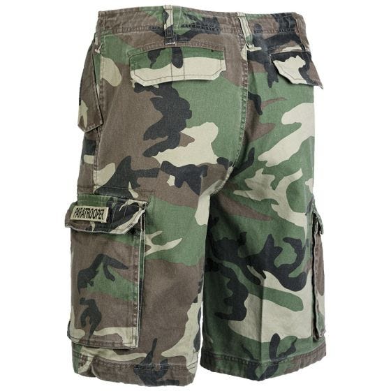 Mil-Tec Short cargo de parachutiste prélavé Woodland