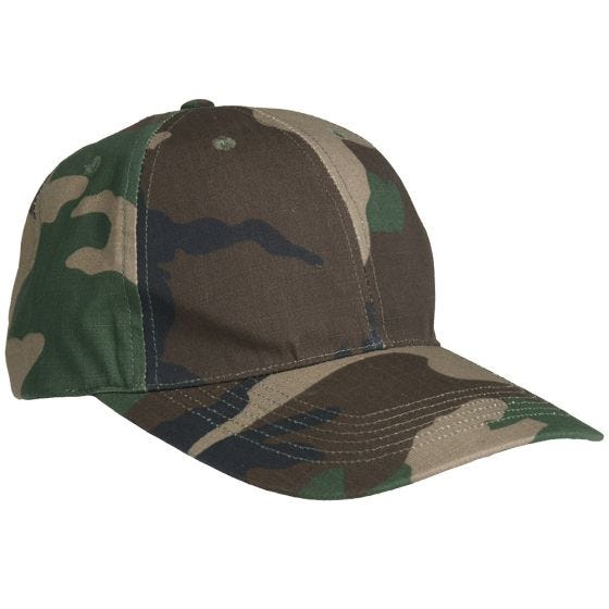 Mil-Tec Casquette Ripstop avec boucle métallique Woodland