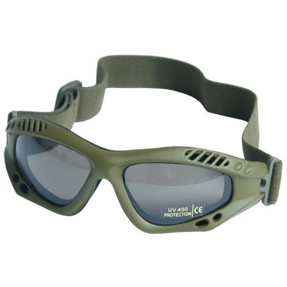 Mil-Tec Lunettes de protection à verres fumés Commando Air Pro vert olive