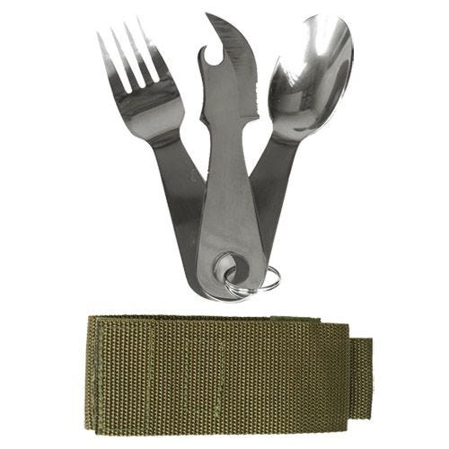 Mil-Tec Lot de couverts en acier inoxydable avec pochette