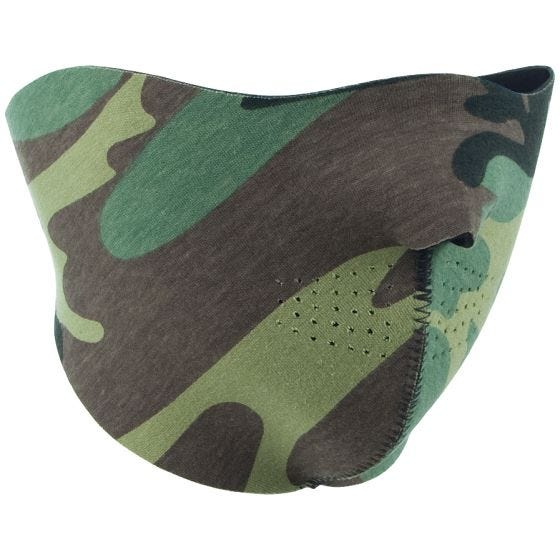 Mil-Tec Demi-masque réversible en néoprène noir/Woodland