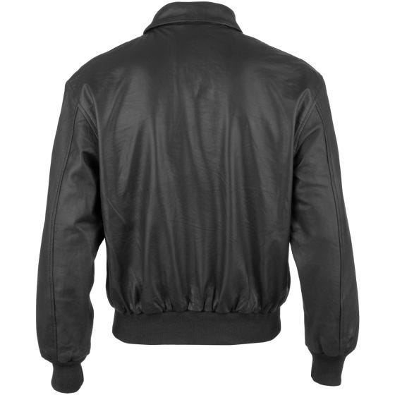 Mil-Tec Blouson en cuir style aviateur A-2 noir