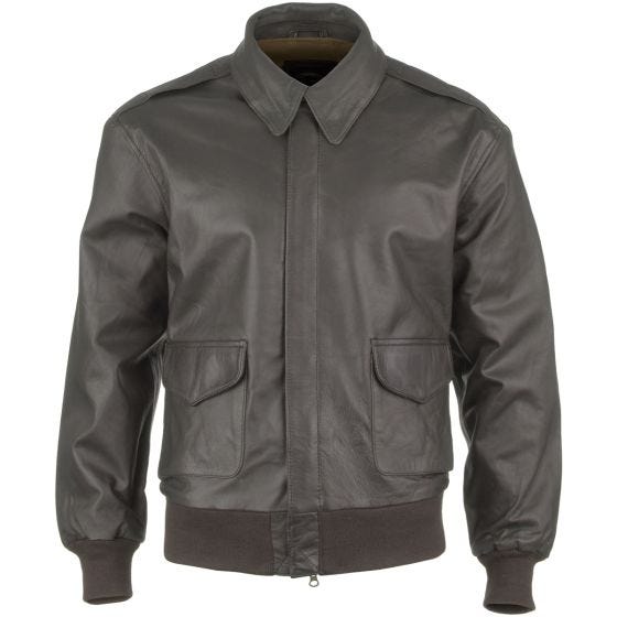 Mil-Tec Blouson en cuir style aviateur A-2 marron