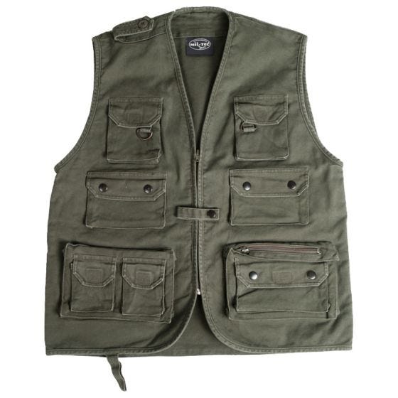 Mil-Tec Gilet de pêche moleskine vert olive