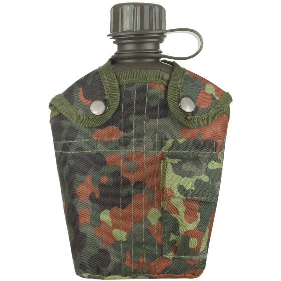 Mil-Tec Gourde 1 Litre avec housse Flecktarn