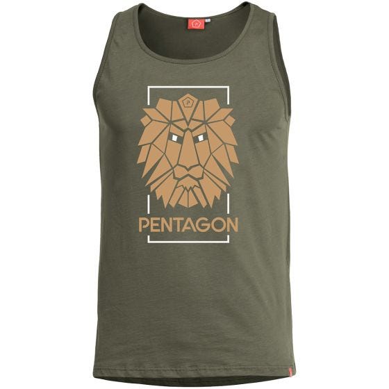 Pentagon Débardeur Astir motif lion vert olive