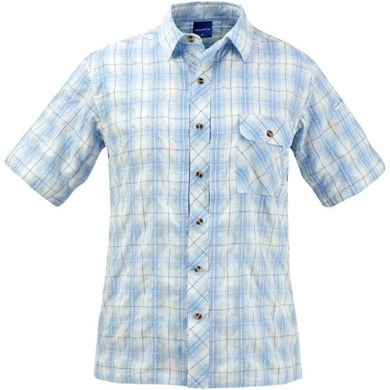 Propper Chemise Covert boutonnée à manches courtes Plaid bleu clair